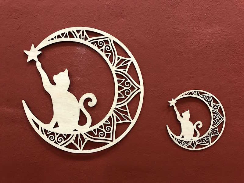 Retablo Gato en la Luna Estrella 47cm