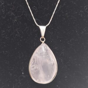 Colgante Lagrima Cuarzo Rosa