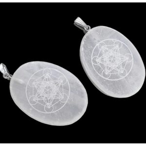 Colgante Ovalado Metatrón Selenita 40mmX30mm